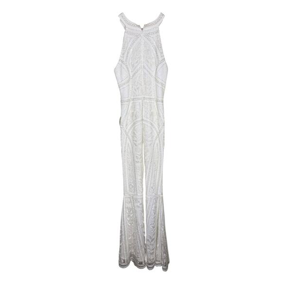 Lulus Tell Me Everything White Beaded Halter Formal Gown NWT Size Small - Picture 7 of 12